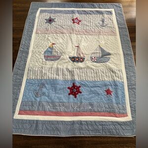Pottery barn boys regatta nautical quilt / pillow case/ window treatment